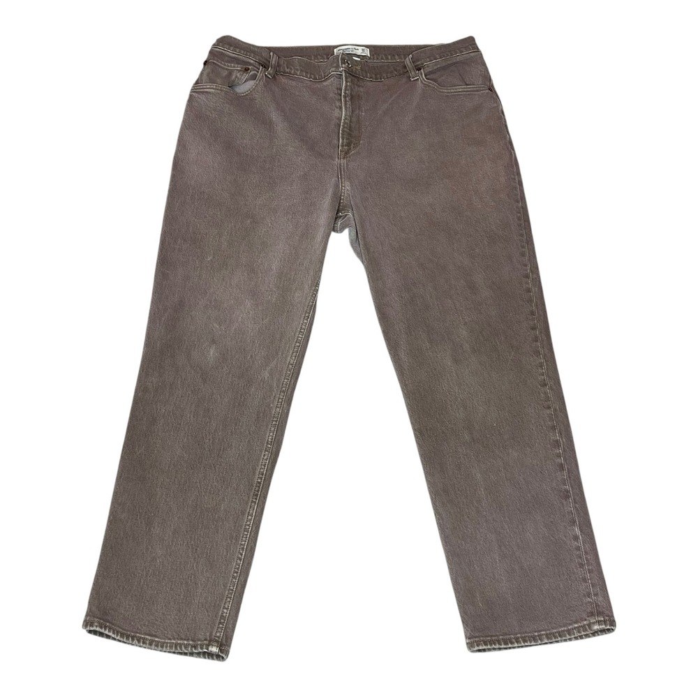Abercrombie‎ & Fitch Curve Love 90s Straight Ultra High Rise Brown Jeans 18S 34
